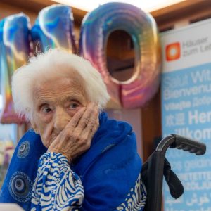 Emma Wenda, Bewohnerin Haus Laaerberg an ihrem 110. Geburtstag.